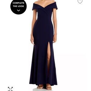 Aqua Off the Shoulder Gown with slit